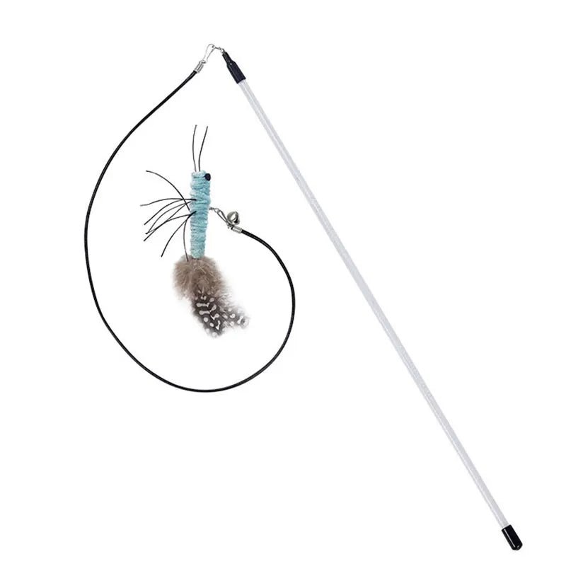 Teasing Cat Toy – Dragonfly Feather Wand with Optional Stick - Onlytenbucks.com