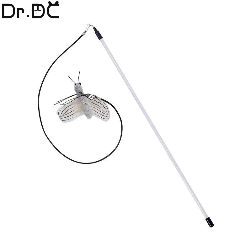 Teasing Cat Toy – Dragonfly Feather Wand with Optional Stick - Onlytenbucks.com