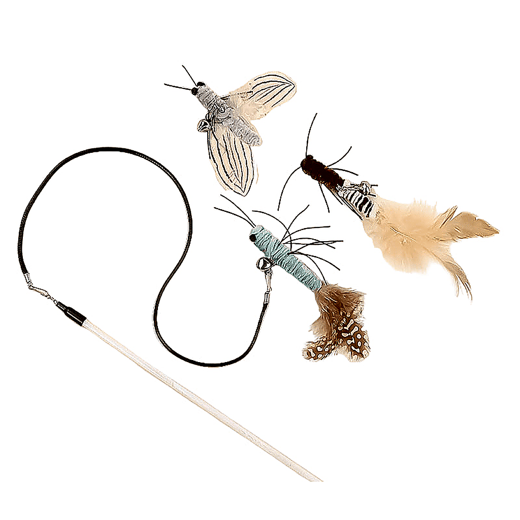 Teasing Cat Toy – Dragonfly Feather Wand with Optional Stick