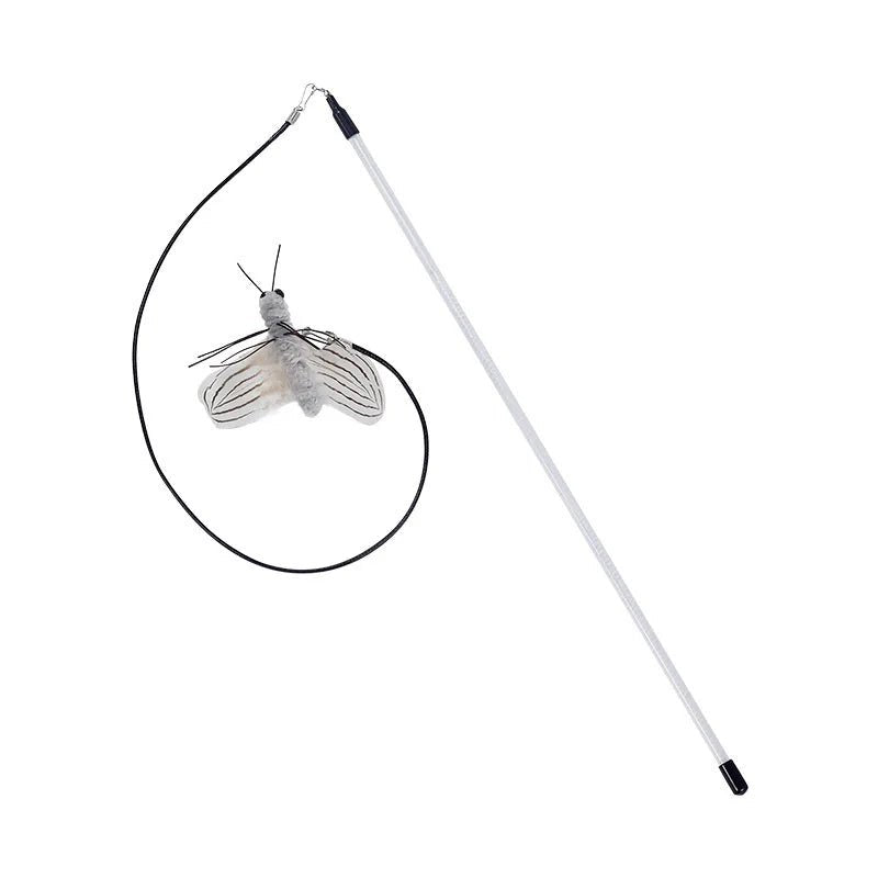 Teasing Cat Toy – Dragonfly Feather Wand with Optional Stick - Onlytenbucks.com