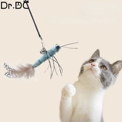 Teasing Cat Toy – Dragonfly Feather Wand with Optional Stick - Onlytenbucks.com