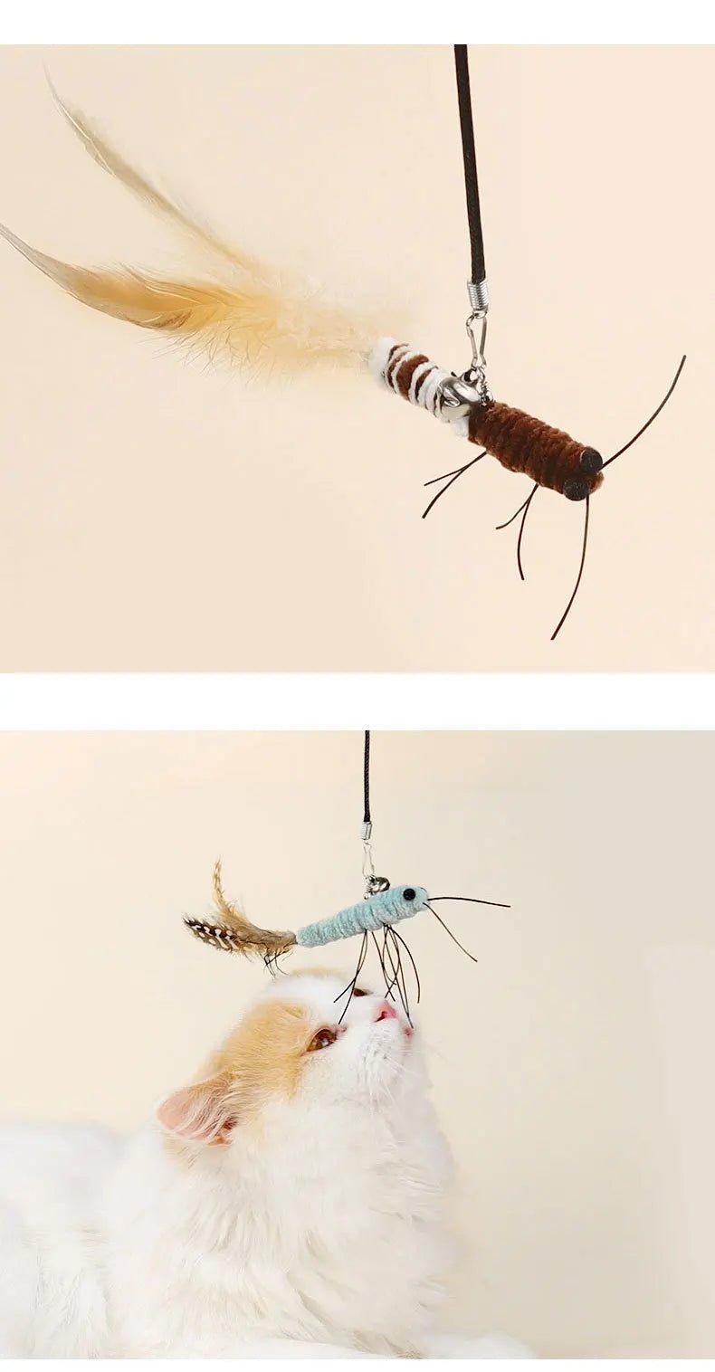Teasing Cat Toy – Dragonfly Feather Wand with Optional Stick - Onlytenbucks.com
