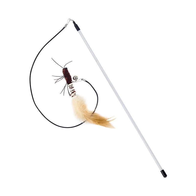 Teasing Cat Toy – Dragonfly Feather Wand with Optional Stick - Onlytenbucks.com