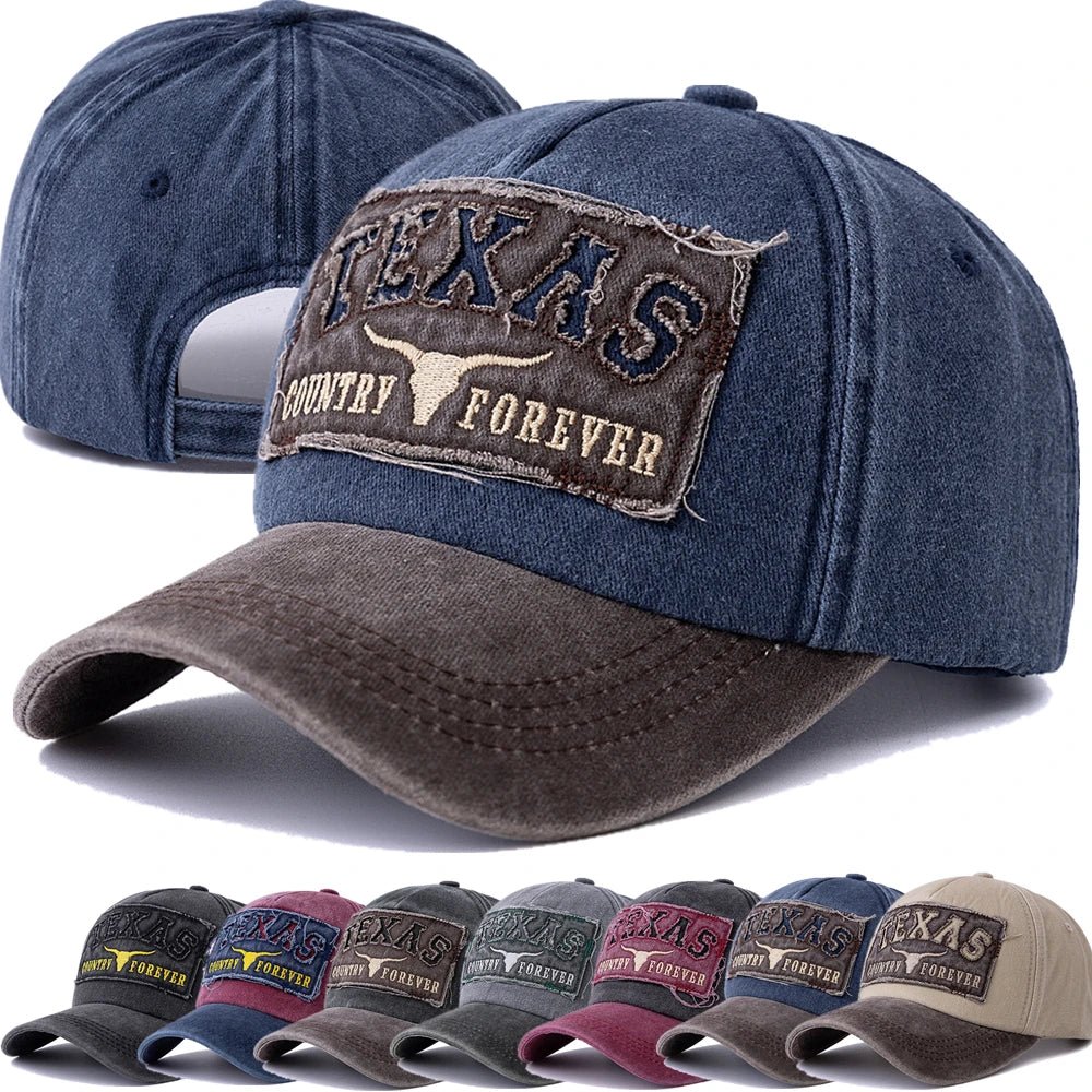 Texas Letter Embroidery Vintage Cotton Baseball Cap - Onlytenbucks.com