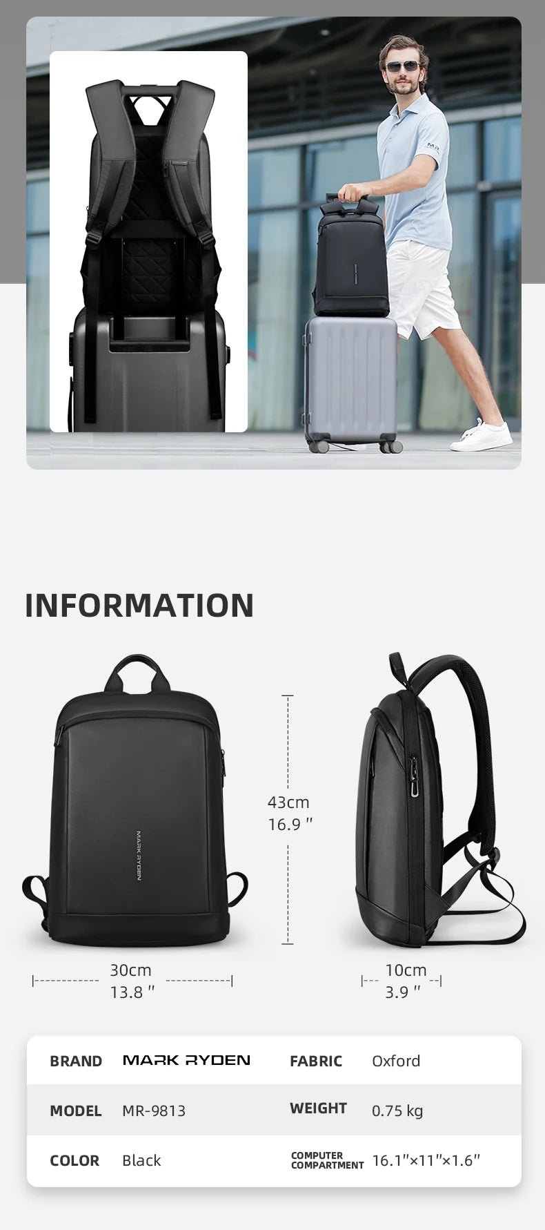 Thin Laptop Backpack – Waterproof Minimalist Design for 15.6" Laptops - Onlytenbucks.com