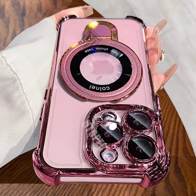 Transparent Magnetic TPU Phone Case – Plating Shockproof Cover with Stand - Onlytenbucks.com