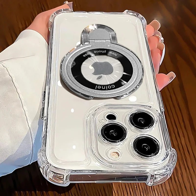 Transparent Magnetic TPU Phone Case – Plating Shockproof Cover with Stand - Onlytenbucks.com