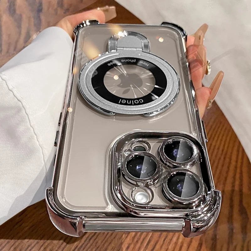 Transparent Magnetic TPU Phone Case – Plating Shockproof Cover with Stand - Onlytenbucks.com