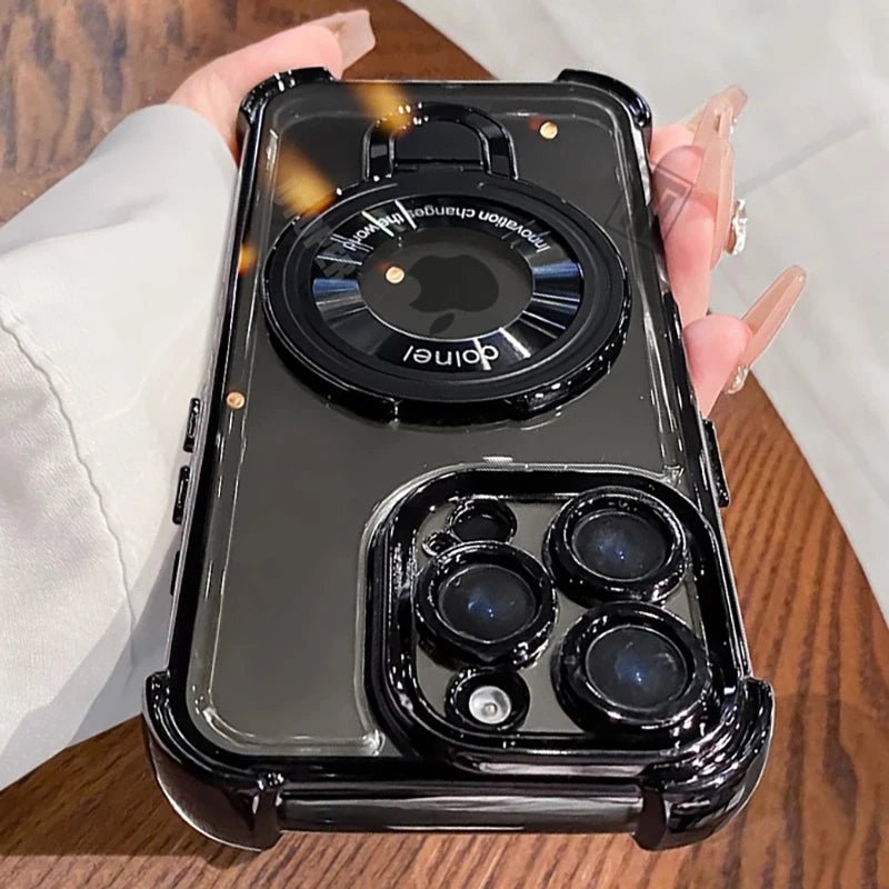 Transparent Magnetic TPU Phone Case – Plating Shockproof Cover with Stand - Onlytenbucks.com