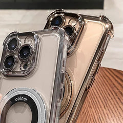 Transparent Magnetic TPU Phone Case – Plating Shockproof Cover with Stand - Onlytenbucks.com