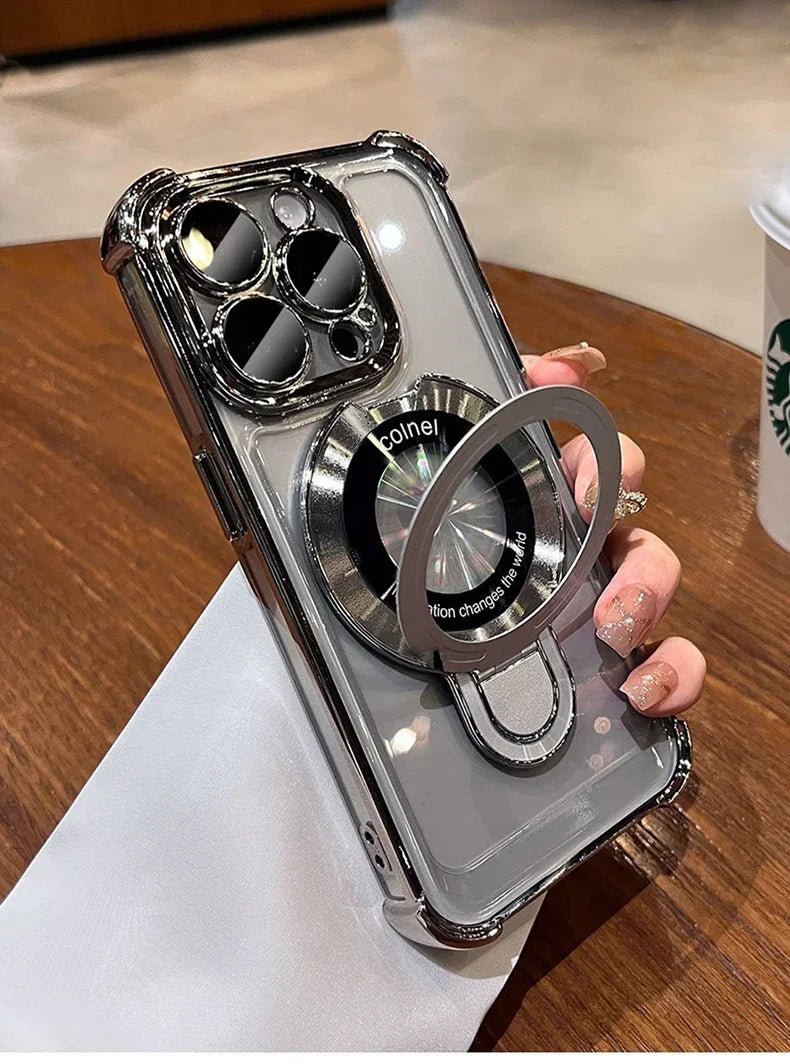 Transparent Magnetic TPU Phone Case – Plating Shockproof Cover with Stand - Onlytenbucks.com