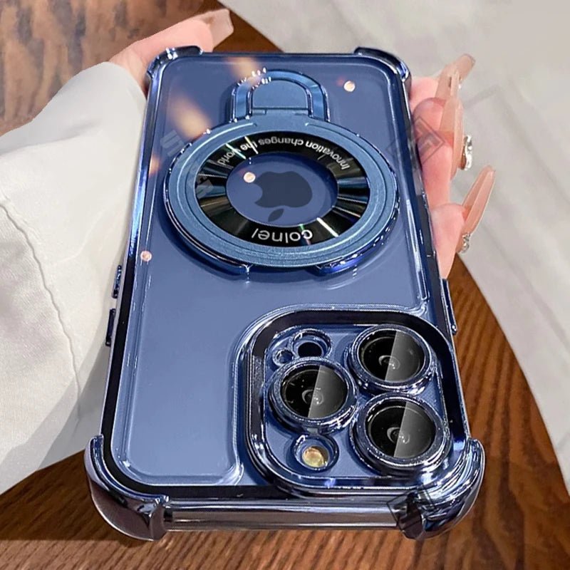 Transparent Magnetic TPU Phone Case – Plating Shockproof Cover with Stand - Onlytenbucks.com