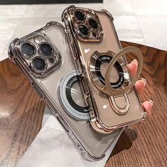 Transparent Magnetic TPU Phone Case – Plating Shockproof Cover with Stand - Onlytenbucks.com