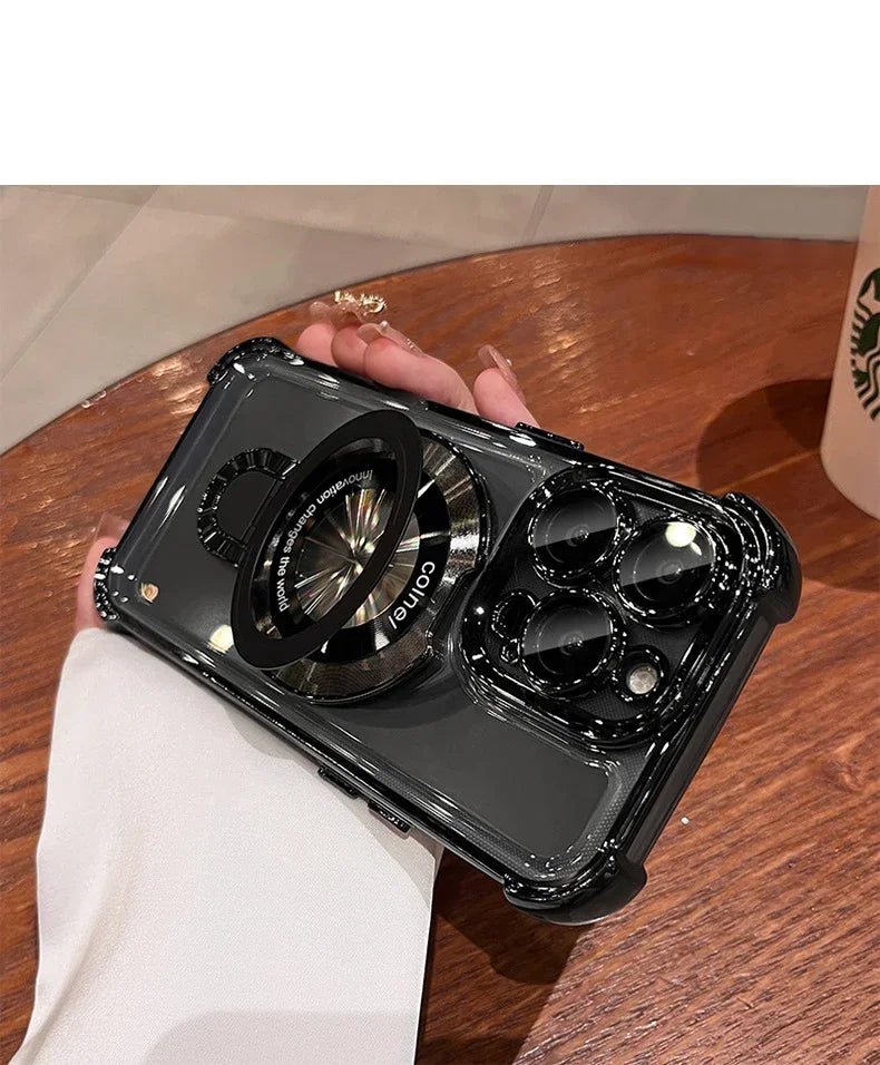 Transparent Magnetic TPU Phone Case – Plating Shockproof Cover with Stand - Onlytenbucks.com