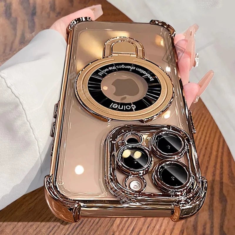 Transparent Magnetic TPU Phone Case – Plating Shockproof Cover with Stand - Onlytenbucks.com