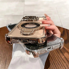 Transparent Magnetic TPU Phone Case – Plating Shockproof Cover with Stand - Onlytenbucks.com