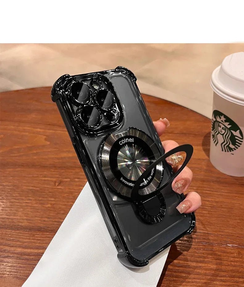 Transparent Magnetic TPU Phone Case – Plating Shockproof Cover with Stand - Onlytenbucks.com