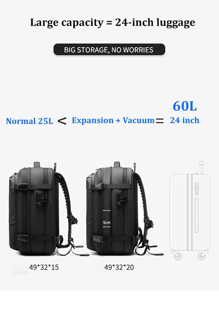 Travel Men’s 17 - inch Laptop Vacuum Compression Premium Backpack - Onlytenbucks.com