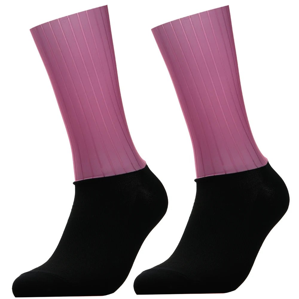 Unisex Anti - Slip Aero Cycling Socks – Silicone - Striped Knee - High Sports Socks - Onlytenbucks.com