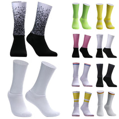 Unisex Anti - Slip Aero Cycling Socks – Silicone - Striped Knee - High Sports Socks - Onlytenbucks.com