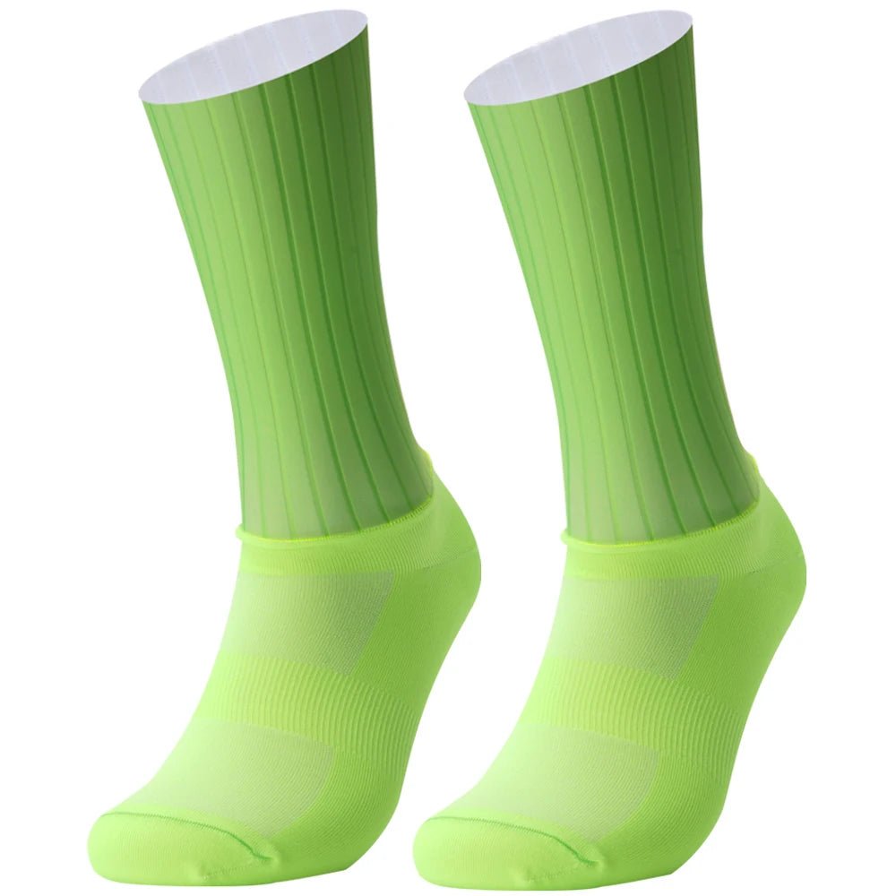 Unisex Anti - Slip Aero Cycling Socks – Silicone - Striped Knee - High Sports Socks - Onlytenbucks.com