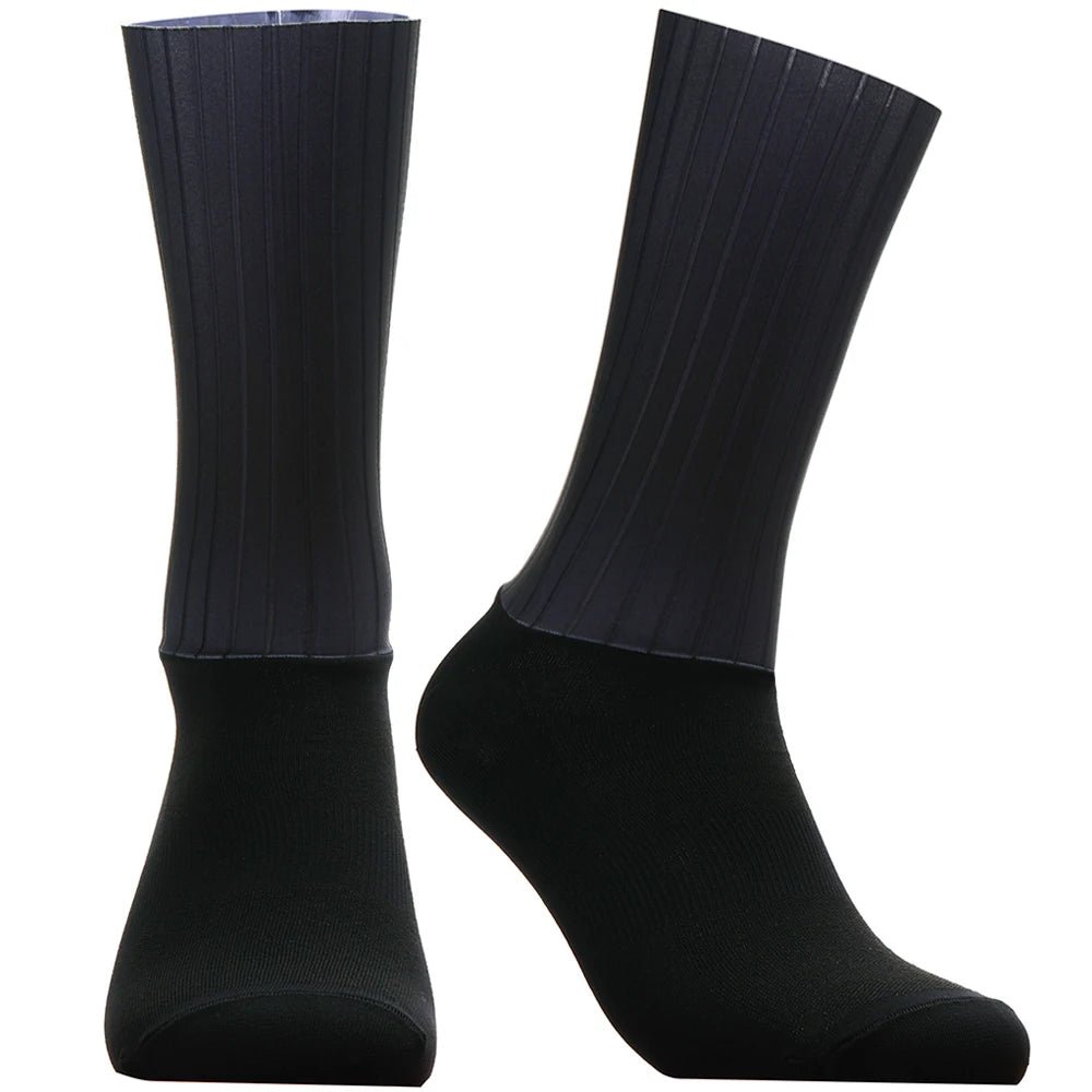 Unisex Anti - Slip Aero Cycling Socks – Silicone - Striped Knee - High Sports Socks - Onlytenbucks.com