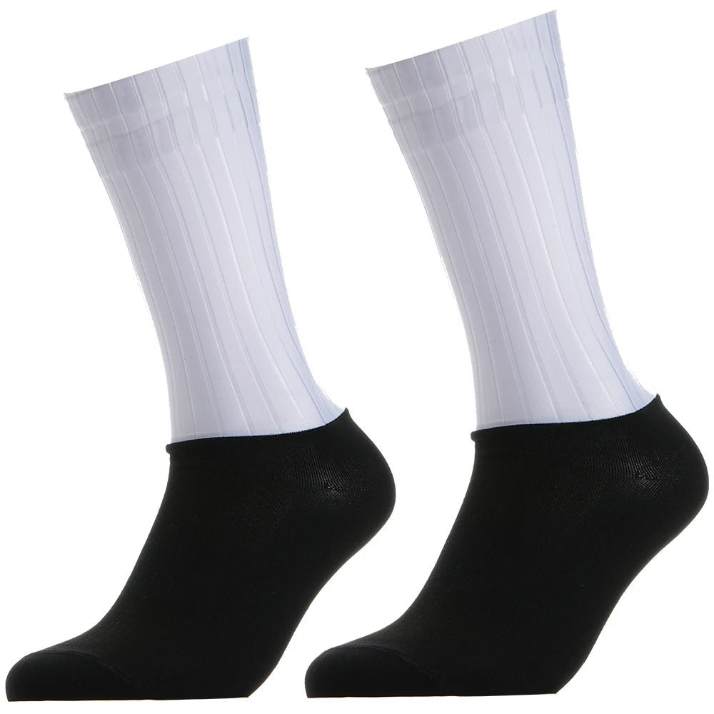 Unisex Anti - Slip Aero Cycling Socks – Silicone - Striped Knee - High Sports Socks - Onlytenbucks.com