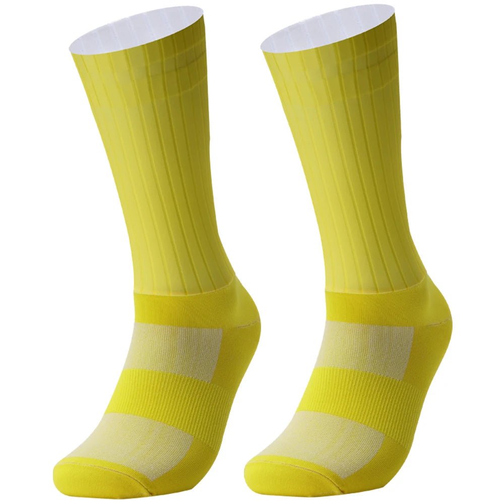 Unisex Anti - Slip Aero Cycling Socks – Silicone - Striped Knee - High Sports Socks - Onlytenbucks.com