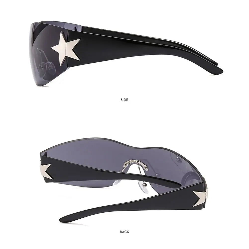 Unisex Punk Sunglasses – Wrap Around UV400 Fashion Eyewear with Star Decoration - Onlytenbucks.com