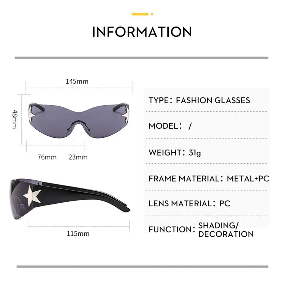 Unisex Punk Sunglasses – Wrap Around UV400 Fashion Eyewear with Star Decoration - Onlytenbucks.com