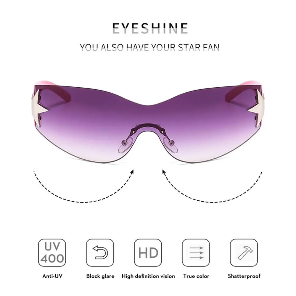 Unisex Punk Sunglasses – Wrap Around UV400 Fashion Eyewear with Star Decoration - Onlytenbucks.com