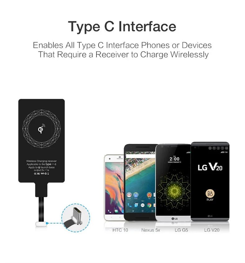 Universal Wireless Charging Receiver with Type-C Connector – Fast & Easy Charging - Onlytenbucks.com