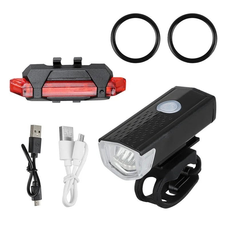 USB Rechargeable Bicycle LED Light Set – Front and Rear Lights for Riding Safety - Onlytenbucks.com