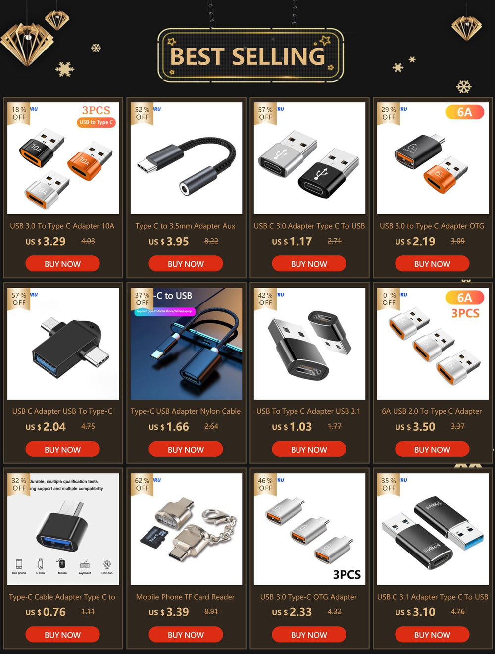 USB to Type - C Adapter – USB 3.0 / 2.0 Male to Type - C Female Converter - Onlytenbucks.com