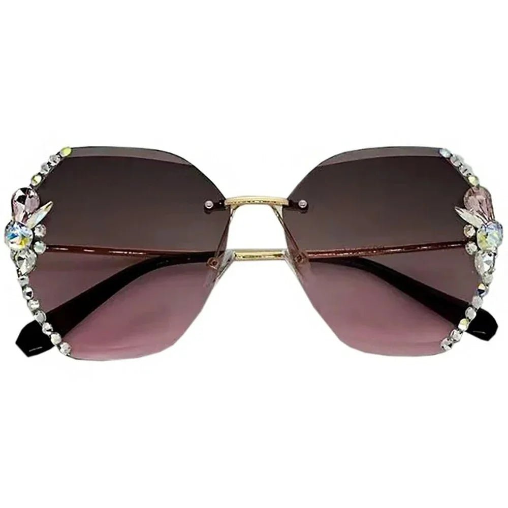 UV400 Vintage Rimless Rhinestone Sunglasses - Onlytenbucks.com