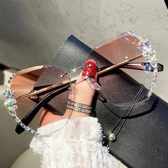 UV400 Vintage Rimless Rhinestone Sunglasses - Onlytenbucks.com