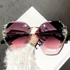 UV400 Vintage Rimless Rhinestone Sunglasses - Onlytenbucks.com