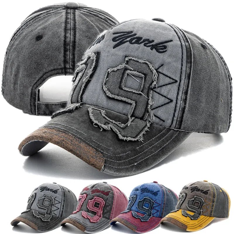 Vintage Letter Embroidery Washed Cotton Baseball Cap - Onlytenbucks.com