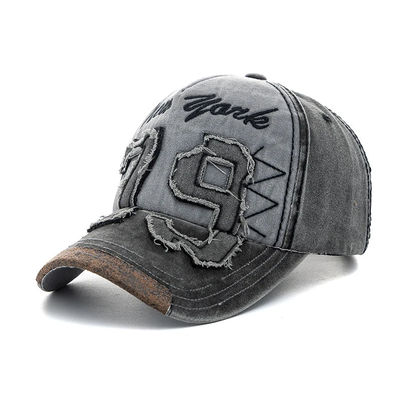 Vintage Letter Embroidery Washed Cotton Baseball Cap - Onlytenbucks.com