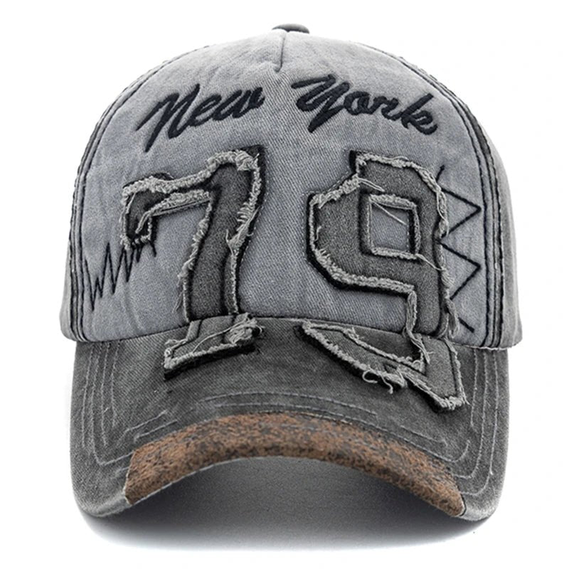 Vintage Letter Embroidery Washed Cotton Baseball Cap - Onlytenbucks.com