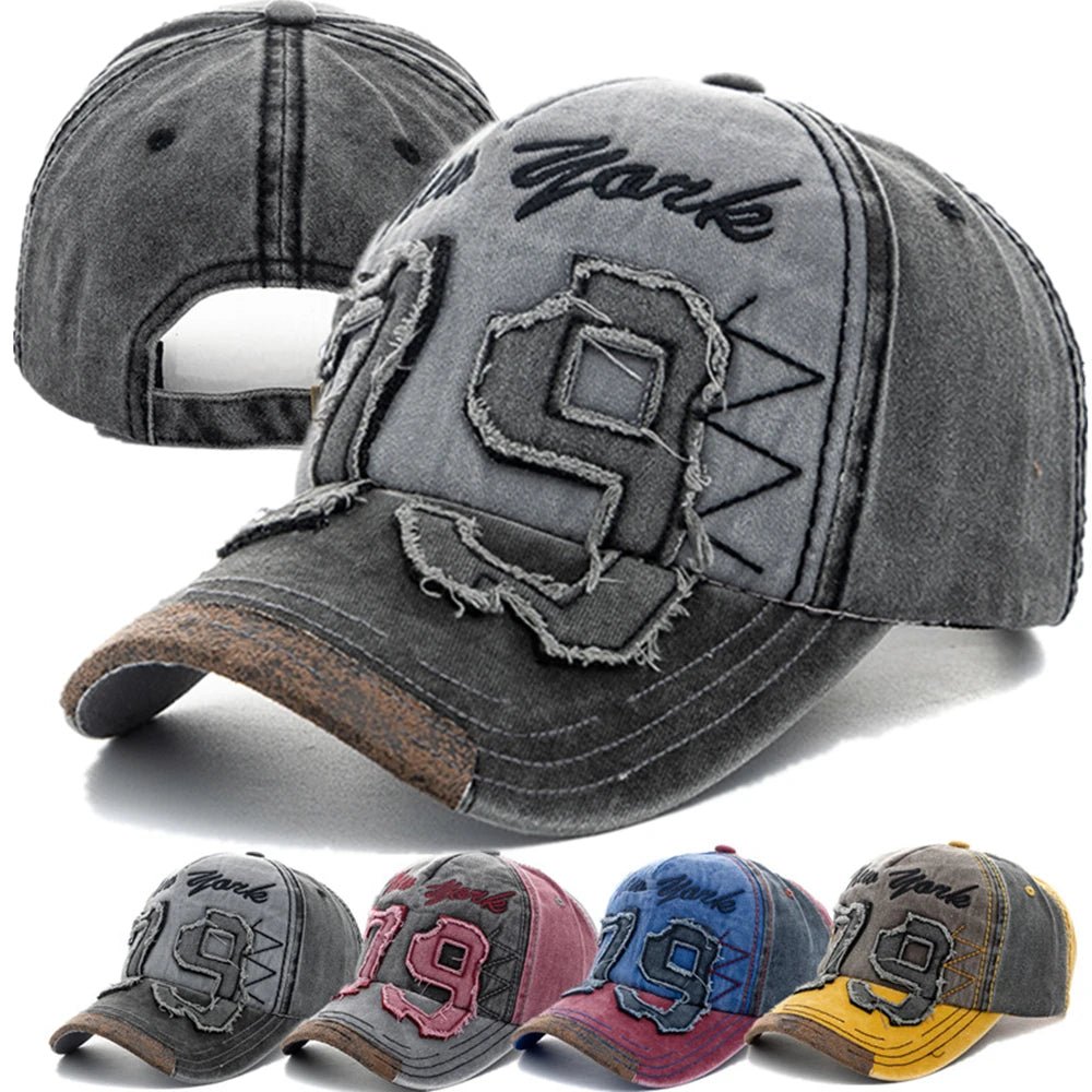 Vintage Letter Embroidery Washed Cotton Baseball Cap - Onlytenbucks.com