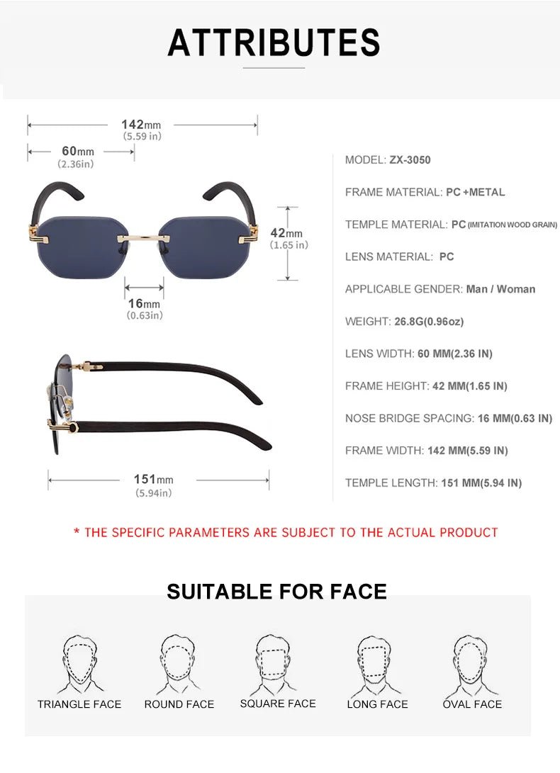 Vintage Square Rimless Sunglasses – Frameless UV400 Eyewear - Onlytenbucks.com