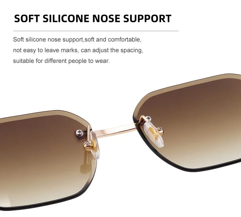 Vintage Square Rimless Sunglasses – Frameless UV400 Eyewear - Onlytenbucks.com