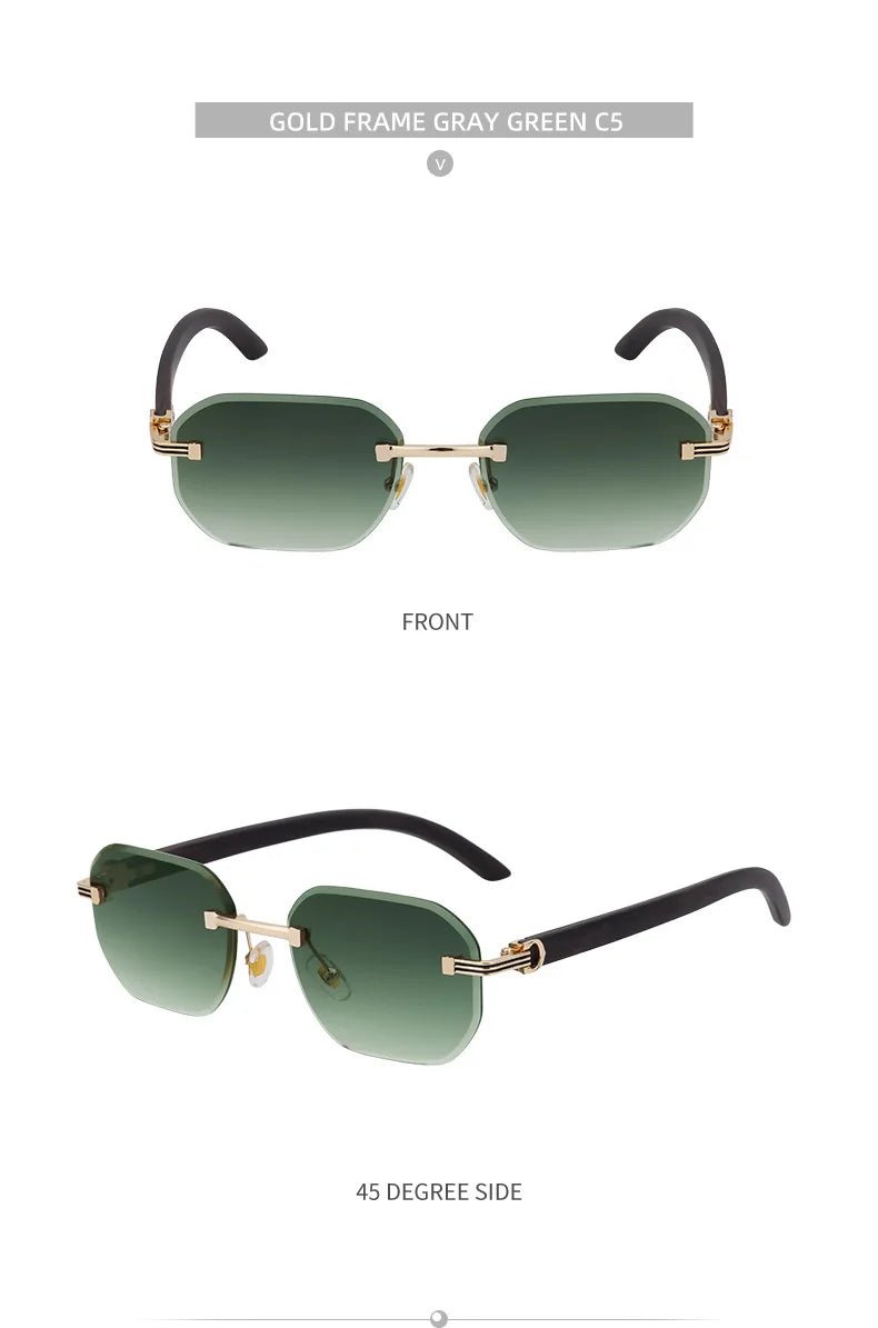 Vintage Square Rimless Sunglasses – Frameless UV400 Eyewear - Onlytenbucks.com