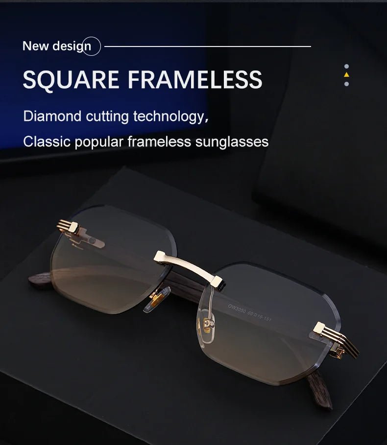 Vintage Square Rimless Sunglasses – Frameless UV400 Eyewear - Onlytenbucks.com