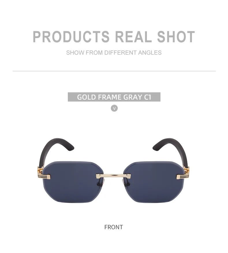Vintage Square Rimless Sunglasses – Frameless UV400 Eyewear - Onlytenbucks.com