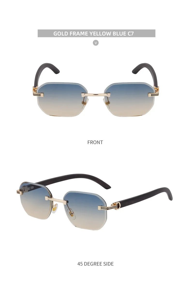 Vintage Square Rimless Sunglasses – Frameless UV400 Eyewear - Onlytenbucks.com