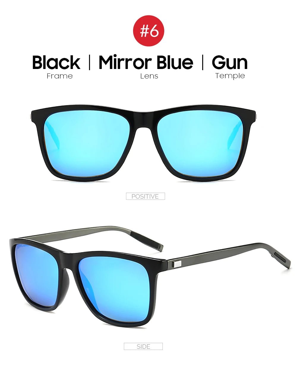VIVIBEE Luxury Square Polarized Sunglasses Men Driving Blue Mirror Lens Classic Unisex Sun Glasses 2025  - Onlytenbucks.com