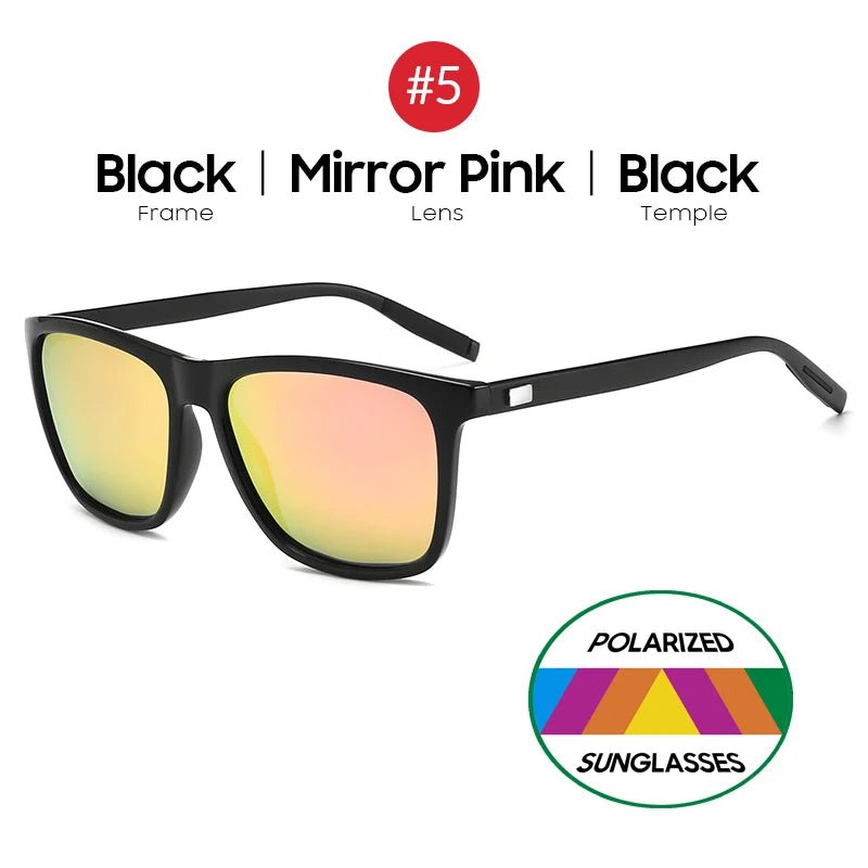 VIVIBEE Luxury Square Polarized Sunglasses Men Driving Blue Mirror Lens Classic Unisex Sun Glasses 2025  - Onlytenbucks.com