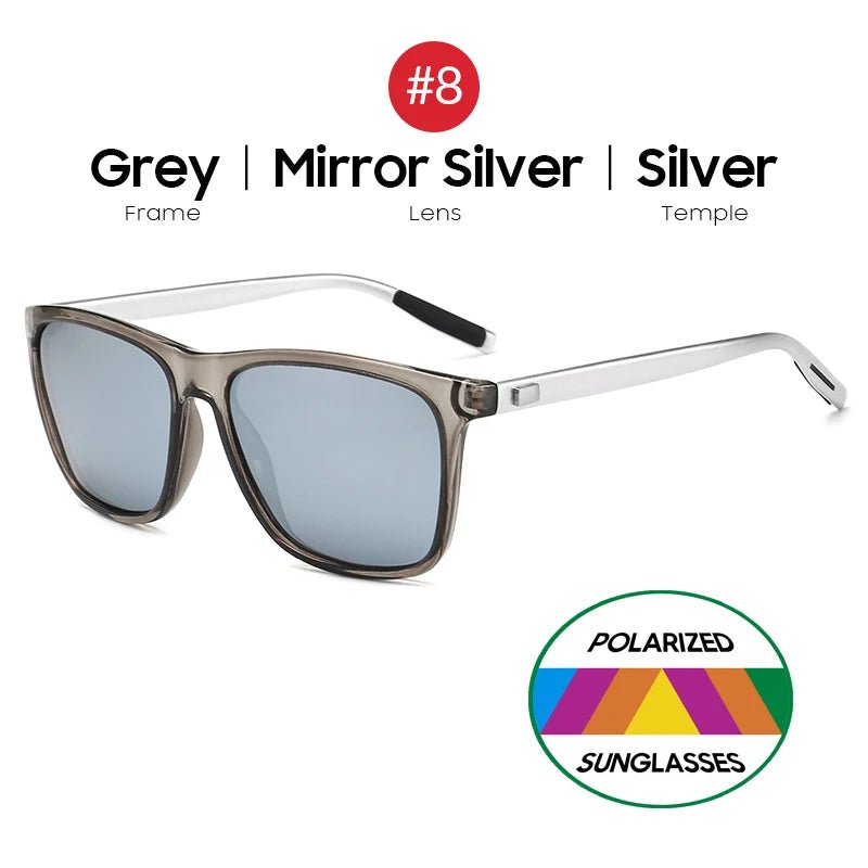 VIVIBEE Luxury Square Polarized Sunglasses Men Driving Blue Mirror Lens Classic Unisex Sun Glasses 2025  - Onlytenbucks.com